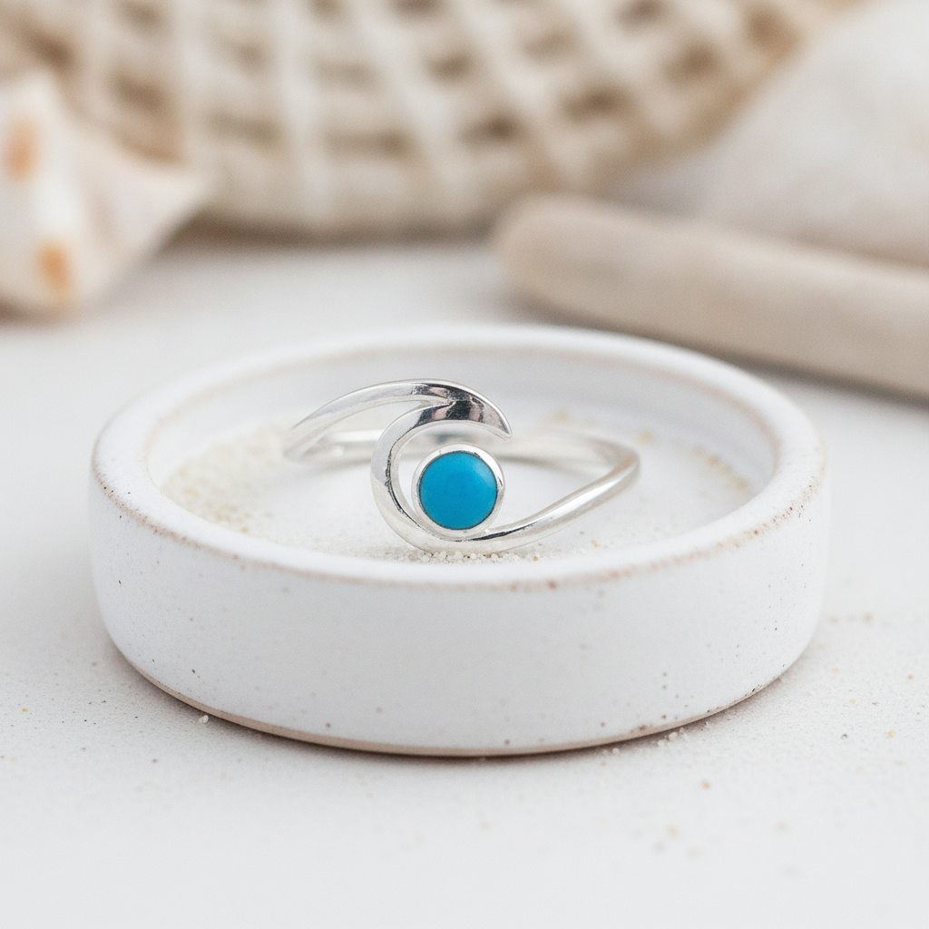 sterling silver turquoise wave ring
