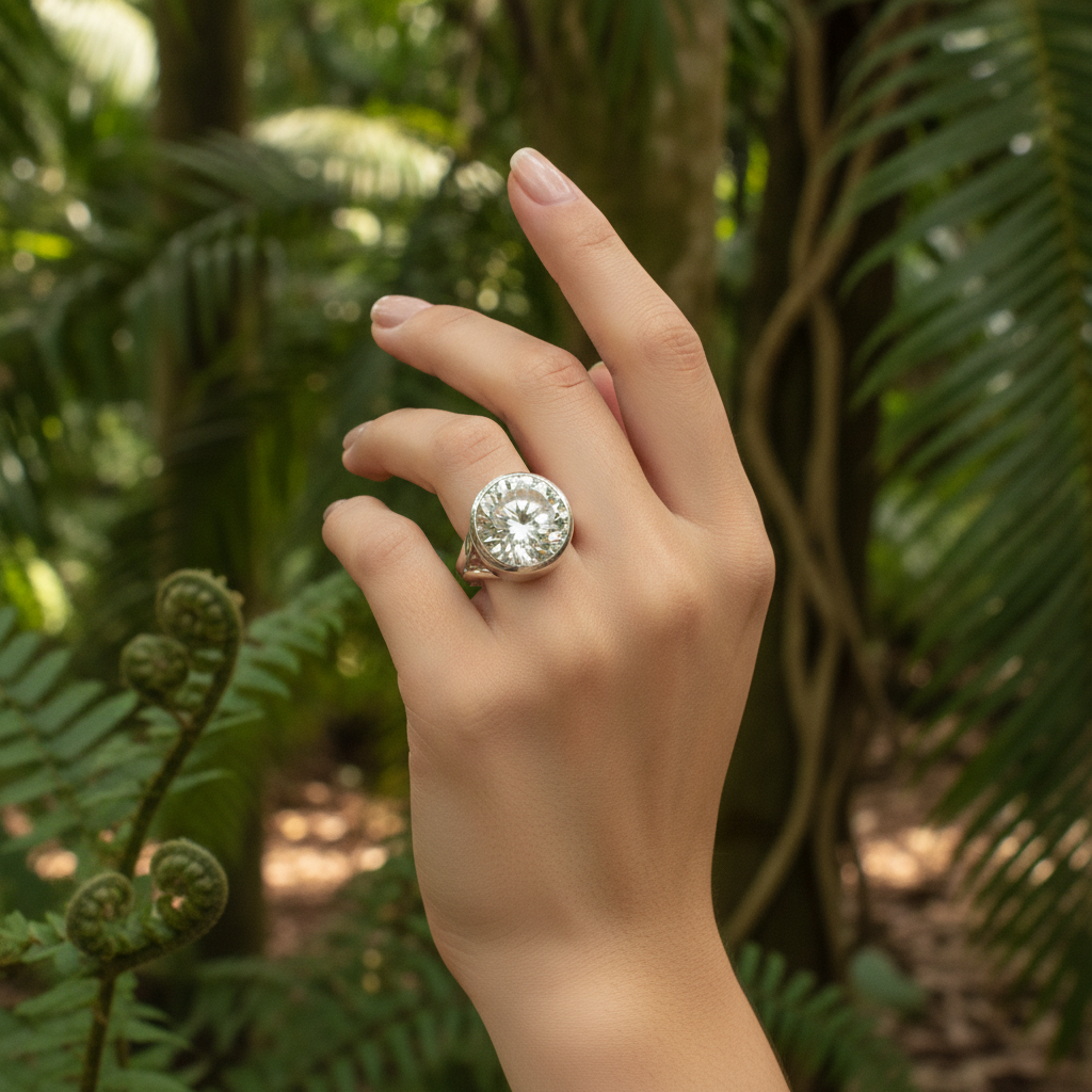 round green amethyst sterling silver gemstone ring