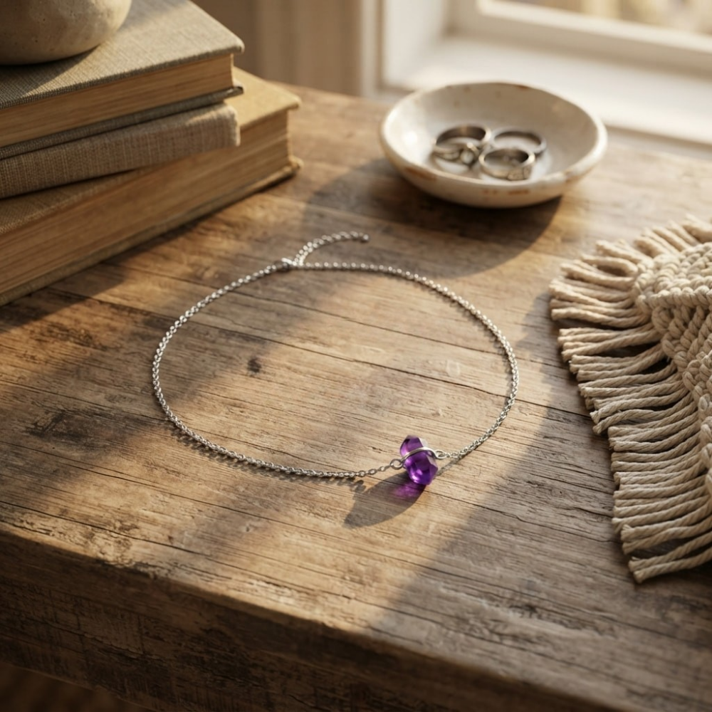 amethyst gemstone sterling silver necklace
