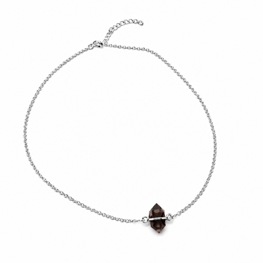 smoky quartz gemstone sterling silver necklace