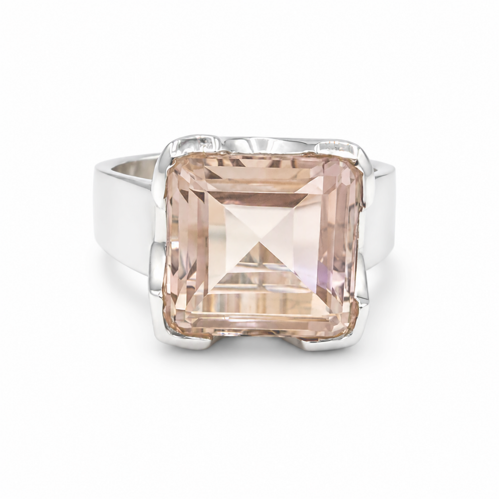 champagne quartz sterling silver emerald cut ring