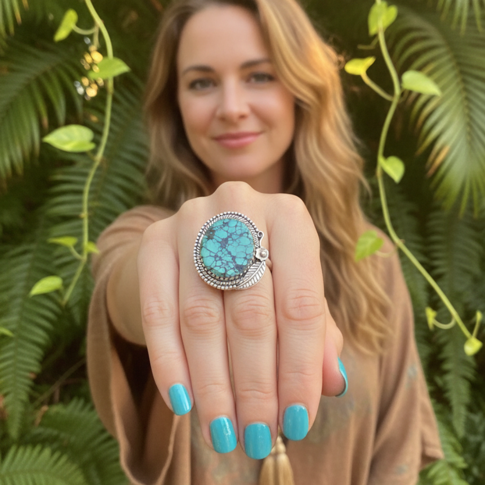 turquoise gemstone sterling silver ring