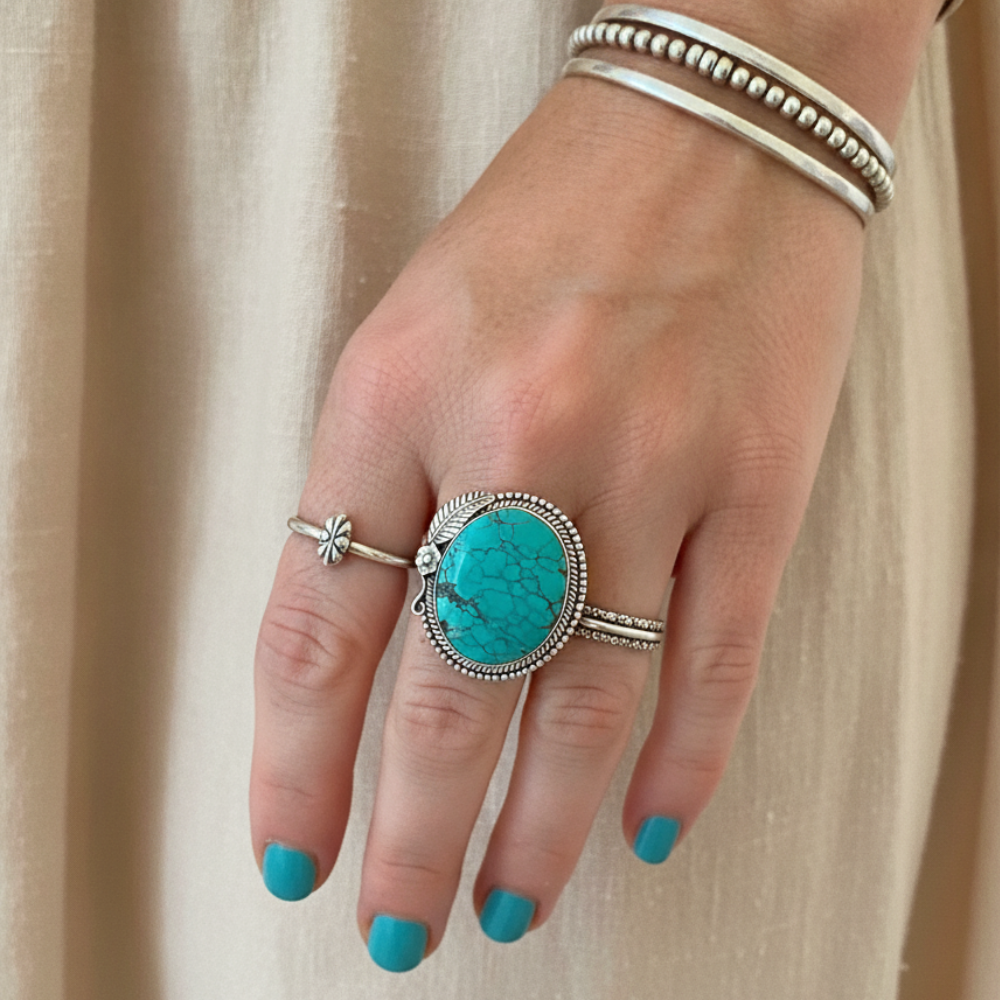 turquoise sterling silver gemstone ring