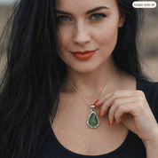 prehnite teardrop sterling silver gemstone pendant
