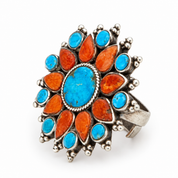turquoise coral sterling silver ring