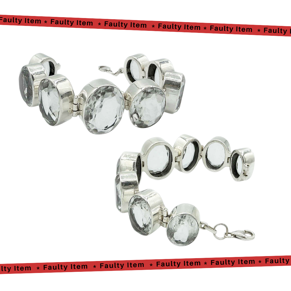 * FAULTY * Clear Quartz Large Silver Bracelet