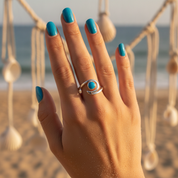 sterling silver turquoise wave ring
