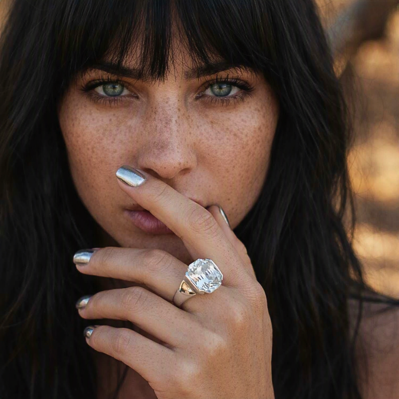 white topaz sterling silver gemstone ring