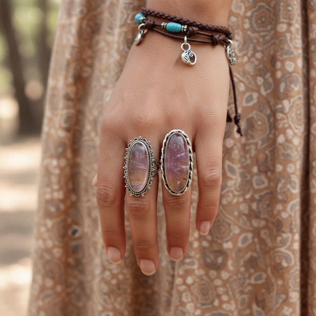 ametrine oval sterling silver gemstone ring