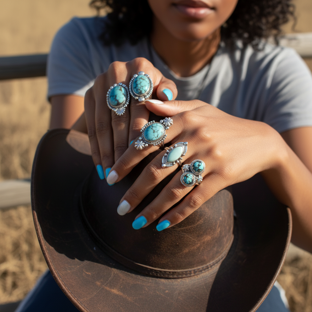 navajo turquoise sterling silver gemstone ring