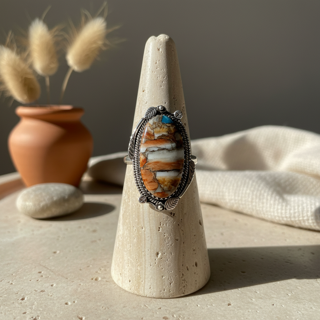 oyster turquoise sterling silver gemstone ring