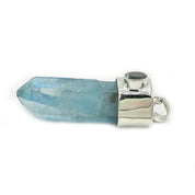aqua aura and blue topaz silver gemstone pendant