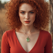 oval prehnite sterling silver gemstone pendant