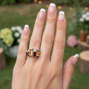 garnet citrine sterling silver gemstone ring
