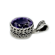 amethyst oval sterling silver pendant