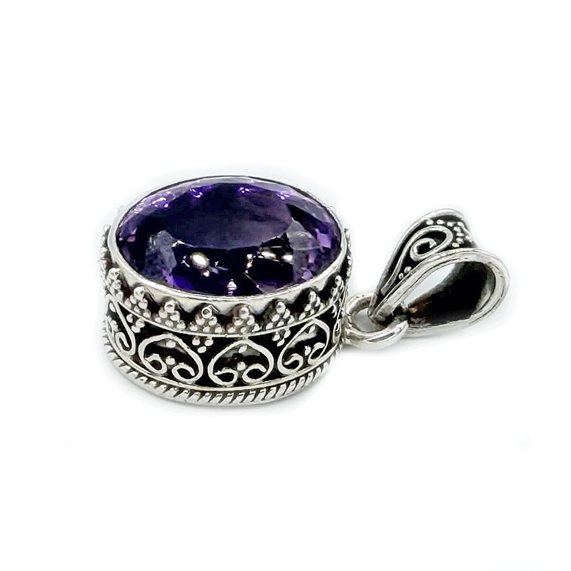amethyst oval sterling silver pendant