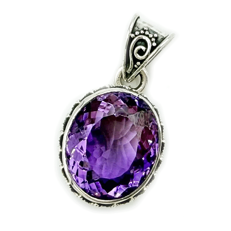 amethyst oval sterling silver pendant