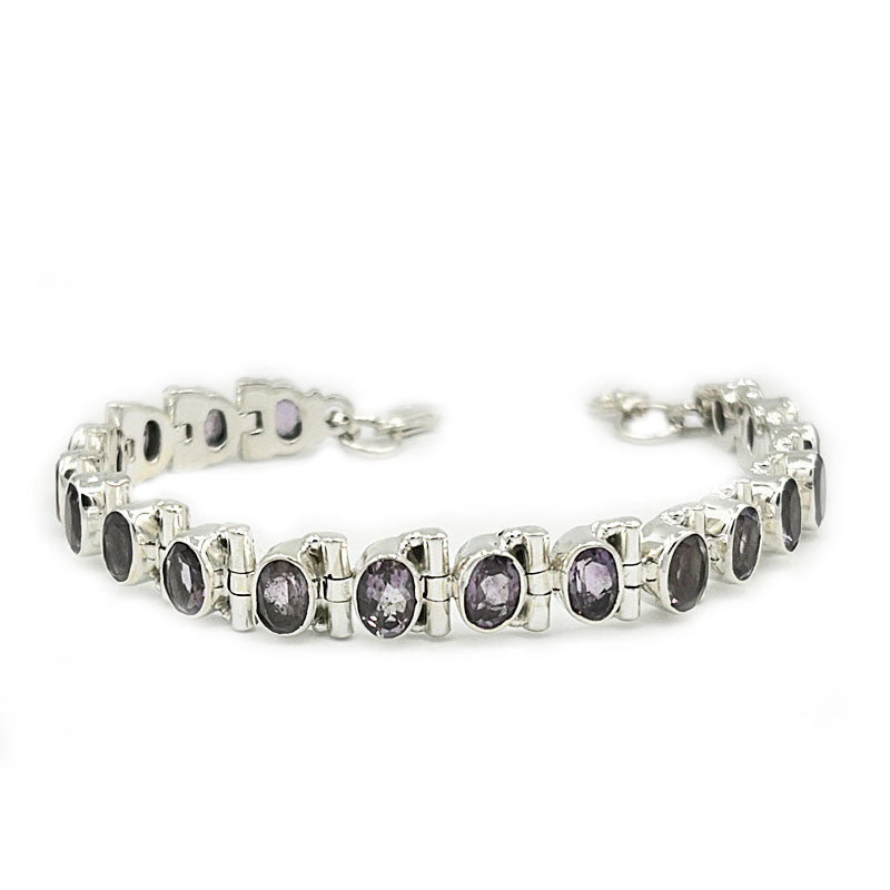 amethyst silver gemstone bracelet