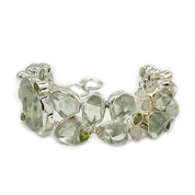 aquamarine peridot moonstone gemstone sterling silver bracelet
