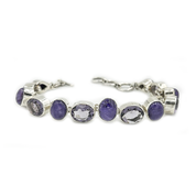 amethyst charoite sterling silver gemstone bracelet
