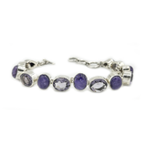 Amethyst Charoite Silver Gemstone Bracelet