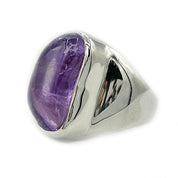 amethyst large silver gemstone ring