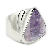 amethyst large silver gemstone ring