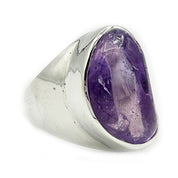 amethyst large silver gemstone ring