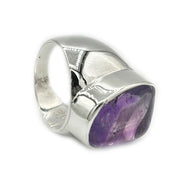 amethyst large silver gemstone ring