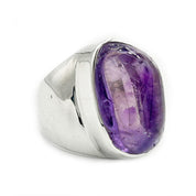 amethyst large silver gemstone ring