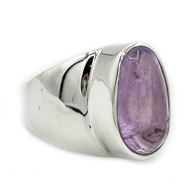 amethyst large silver gemstone ring