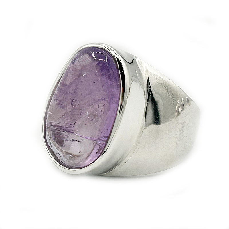 amethyst large silver gemstone ring