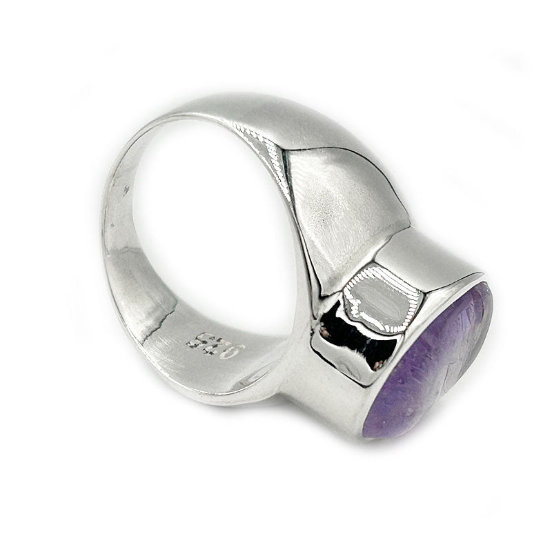 amethyst large silver gemstone ring