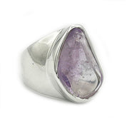 amethyst large silver gemstone ring