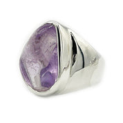 amethyst large silver gemstone ring