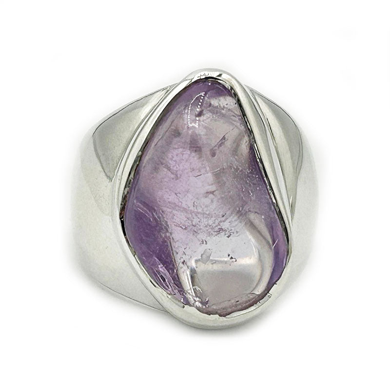 amethyst large silver gemstone ring