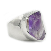 amethyst large silver gemstone ring