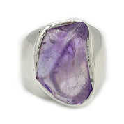 amethyst large silver gemstone ring