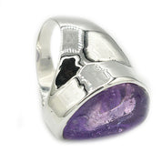 amethyst large silver gemstone ring