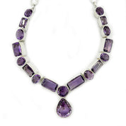 chunky amethyst gemstone sterling silver necklace