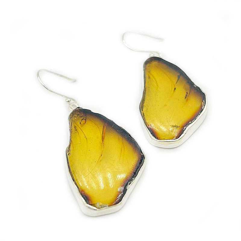 amber silver gemstone earrings