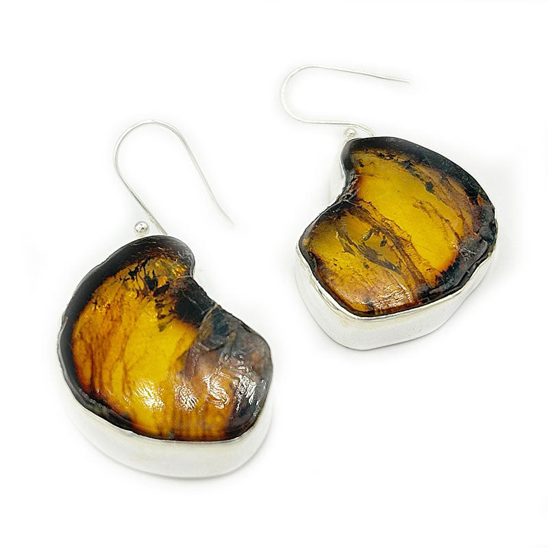 amber silver gemstone earrings