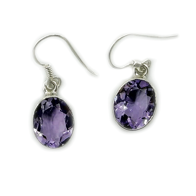 amethyst oval sterling silver gemstone earrings