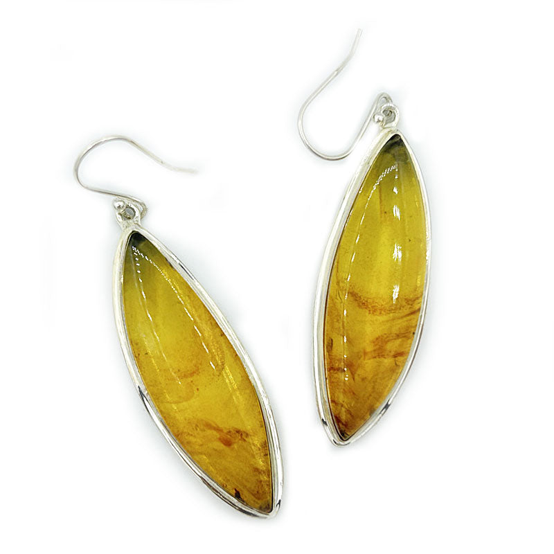 amber earrings set in sterling silver