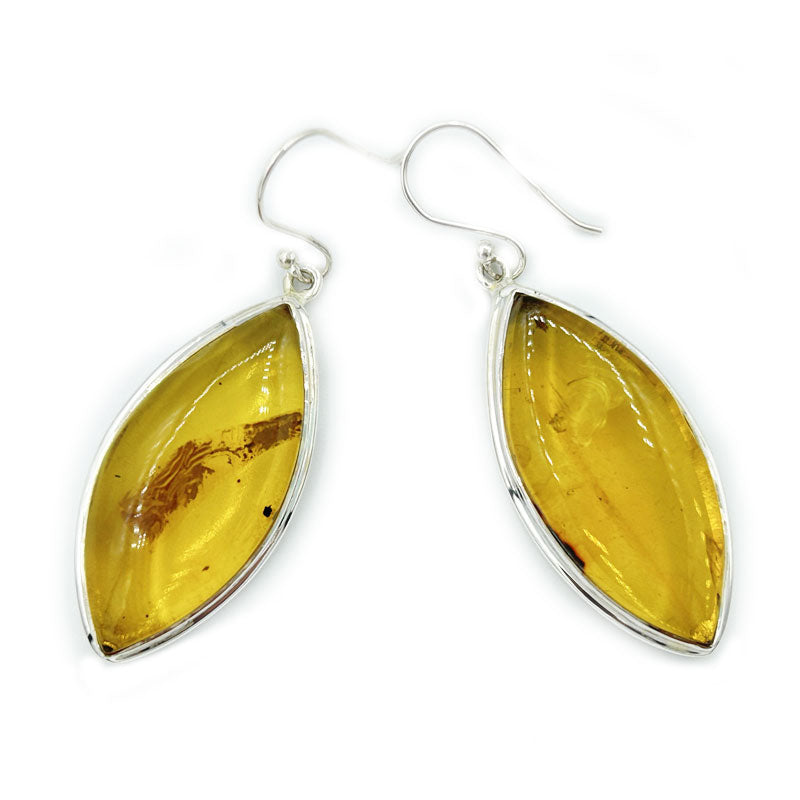 amber earrings set in sterling silver