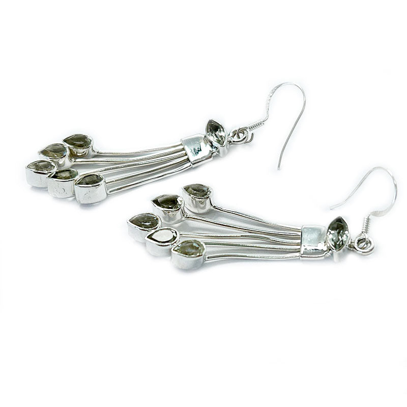 green amethyst silver gemstone earrings