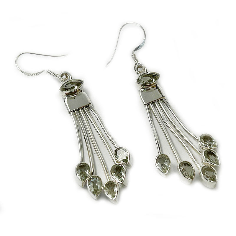 green amethyst silver gemstone earrings