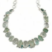 aquamarine blue topaz gemstone sterling silver necklace