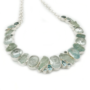 aquamarine blue topaz gemstone sterling silver necklace