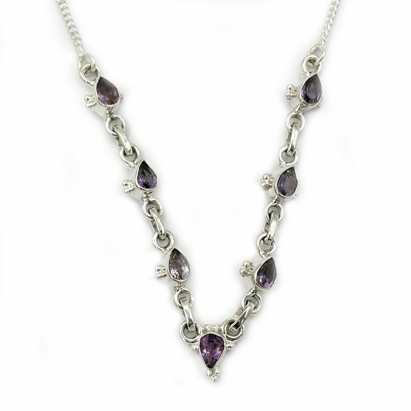 amethyst silver gemstone necklace